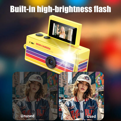 Ourlife Digital Camera 180° Flip Screen Selfile Keychain Camera Retro Support Memory Card HD Very Small Camcorder Video Recorder