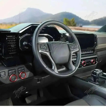 JIDIXIAN Car Center Console Knob Decoration Ring for Chevy Silverado 2022 2023 Up Central Control Knobs Cover Inner Accessories