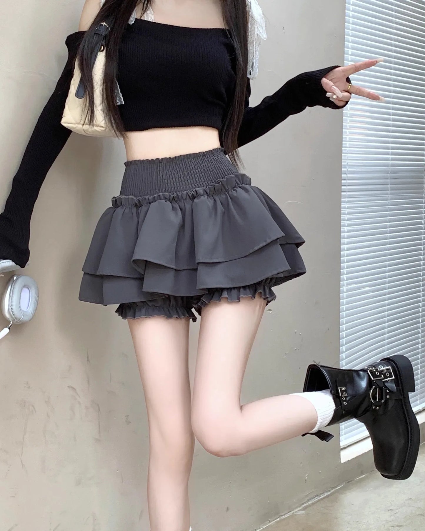 Women‘s High Waist Ballet Cake Skirt 2026 Spring Summer Slimming Short A Line Fluffy Mini Pants Style
