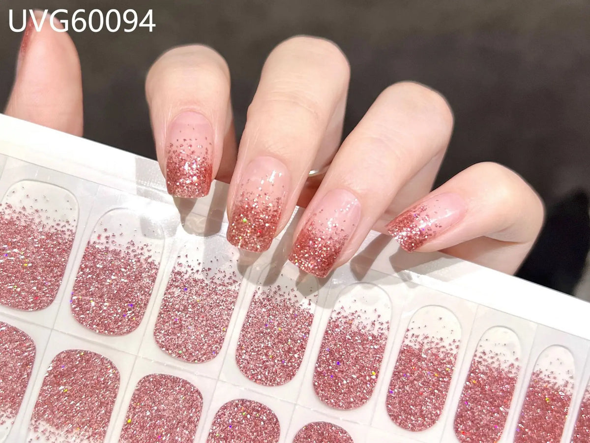 20/22Tips UV Semi cured Gel Nail Stickers Waterproof Long Lasting Full Gel Nail Wraps Press On Nail Decal DIY Manicure