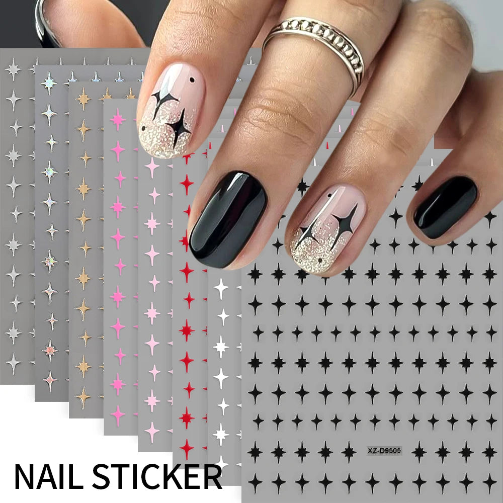 8Colors/Set 3D Sweet Love-Heart Nails Stickers Mini Hearts Self-Adhesive Nail Art Sliders Valentine's Day DIY Manicure Decals 1