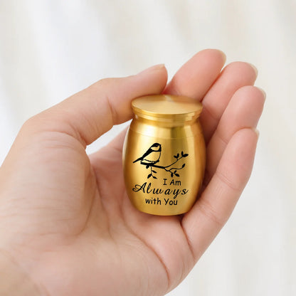 L27 Mini Stainless Steel Pet Cremation Urn Bird Branch Ashes Keepsake Memorial Container for Dog Cat Loss Remembrance Gift