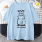 БЕСИТЕ CAT Funny Graphic T-shirt Men Russian Script Fashion Style Tee Shirt Short Sleeve Cotton Soft Tshirts Women