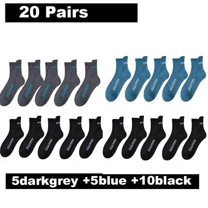 10/20Pairs High Quality Men's Socks Casual Breathable Cotton Man Run Sports Socks Spring Autumn Male Sox Gifts Plus Size 38-45