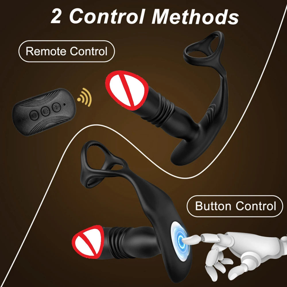 APP Control Male Thrusting Prostate Massager Anal Vibrator for Men Delay Ejaculation Penis Cock Ring Butt Plug Sex Toy for Adult