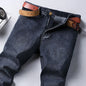 Spring Autumn Business Men Jeans Casual Straight Stretch Fashion Classic Black Sky Blue Grey Work Denim Trousers Brand Clothing