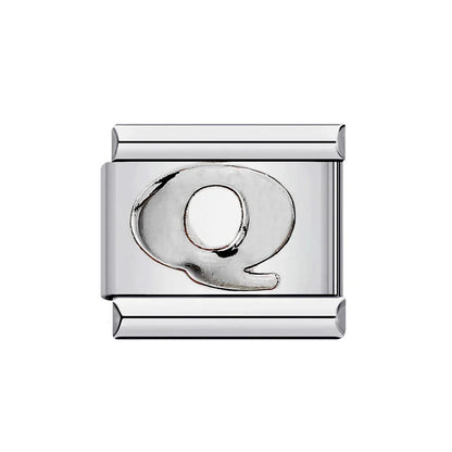 26 English A-Z Letter Name Custom 9mm Link Charms Silver Color Italian Stainless Steel Bracelet DIY Jewelry Making Hand Chain