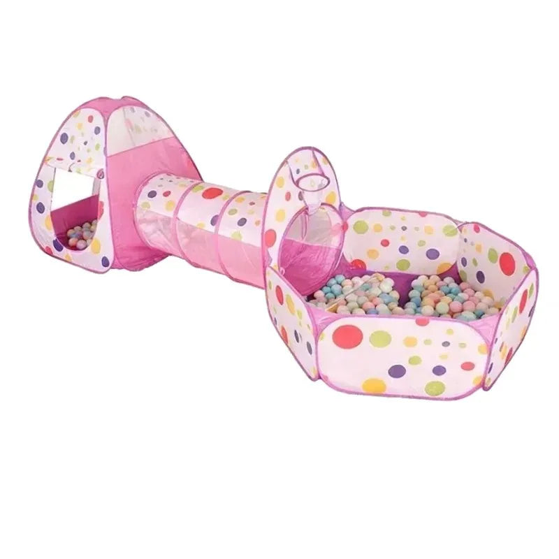 3 in 1 Pink Elephant Kids Play Tent with Crawl Tunnel & Ball Pit, Pop Up Foldable Toddler Playhouse, Breathable Mesh Safe Play Toy Indoor Outdoor Large Space for 2-3 Kids Ages 1-6，Quick Setup & Easy Storage with Carry Bag