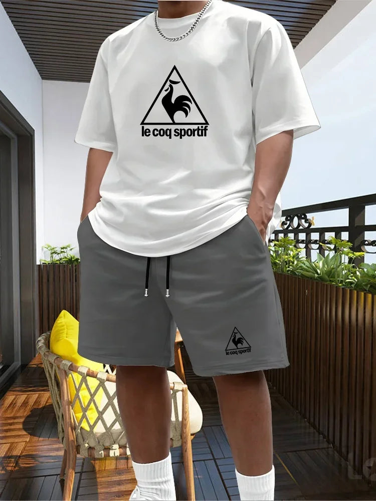 Men's Two-piece Sportswear Short Sleeved T-shirt and Pants Set Running and Fitness Sportswear 2026 Summer Big Discount