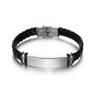 Bracelet Homme Twist Braid Leather Rope Bracelets For Men Stainless Steel Hiphop Rock Fashion Jewelry Accessories Wholesale