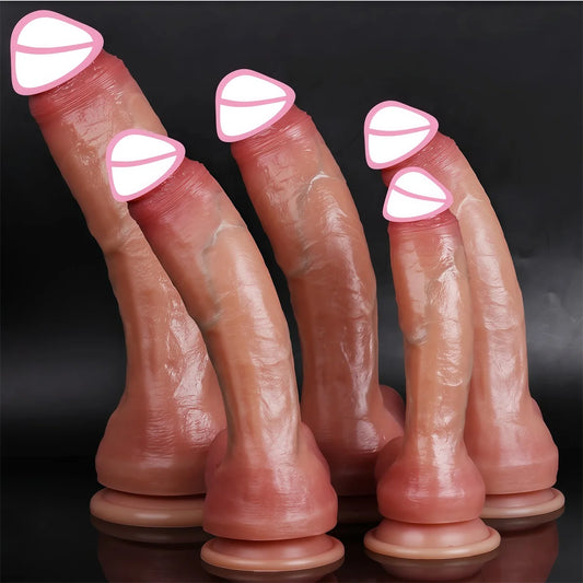 New Realistic Soft Double Silicone Big Dildo 3Colors Penis 5 Sizes Vaginal Masturbation Suction Cup Dick Woman Anal Sex Toy