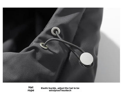 American fashion brand down jacket men's winter new solid color warm hooded bread suit cotton jacket thickened loose jacket