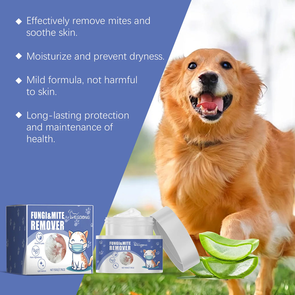 Pet Mite Removal Cream Effectively Combat Mites Quickly Clean Pets Skin Relieve Skin Itching and Discomfort Fungi & Mite Remover