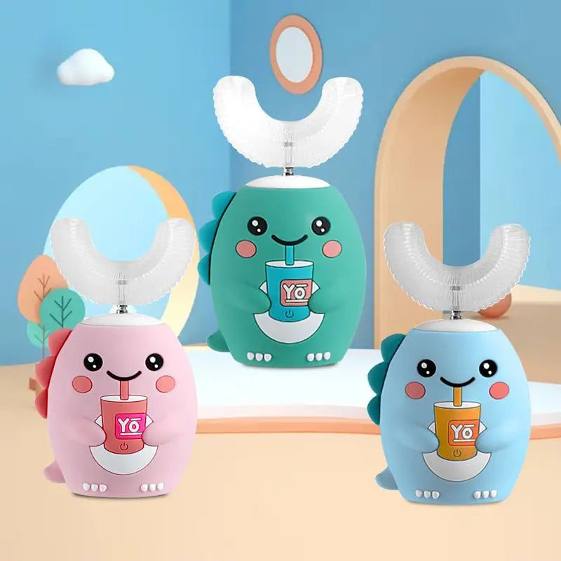 360 Degrees Electric Toothbrush Kids U Shaped Silicon Smart Sonic Teeth Tooth Brush Cartoon Pattern for Children IPX7 Waterproof