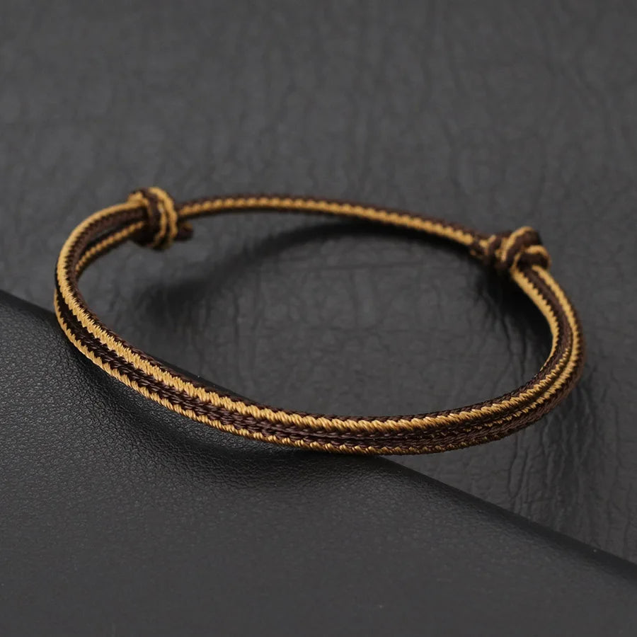 Minimalist Handwoven Rope Bracelet Unisex Sliding Adjustable 4 Styles Chroma 2mm Ethnic Cord Braclet Couple Casual Daily Jewelry