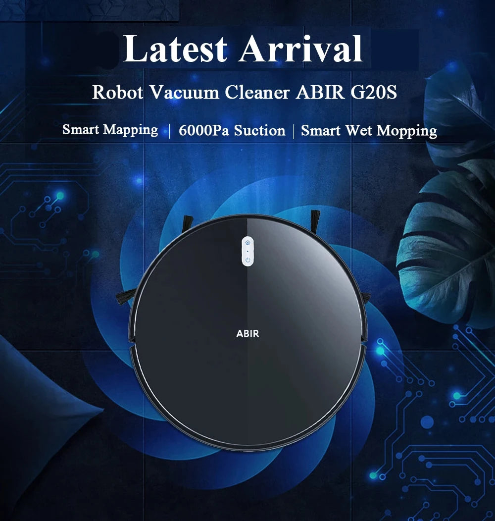 ABIR G20S Robot Vacuum Cleaner,Map Memory,6000Pa Suction,Remote Upgrade, Electric Wet Mop,WIFI APP Smart Floor Washing for Home