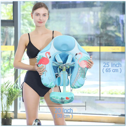 Mambobaby Gentle Skin-Safe Flamingo Air-Free Chest Float with Flat Canopy B503-143-W-Z Baby Swimming Ring Infant Water Circle