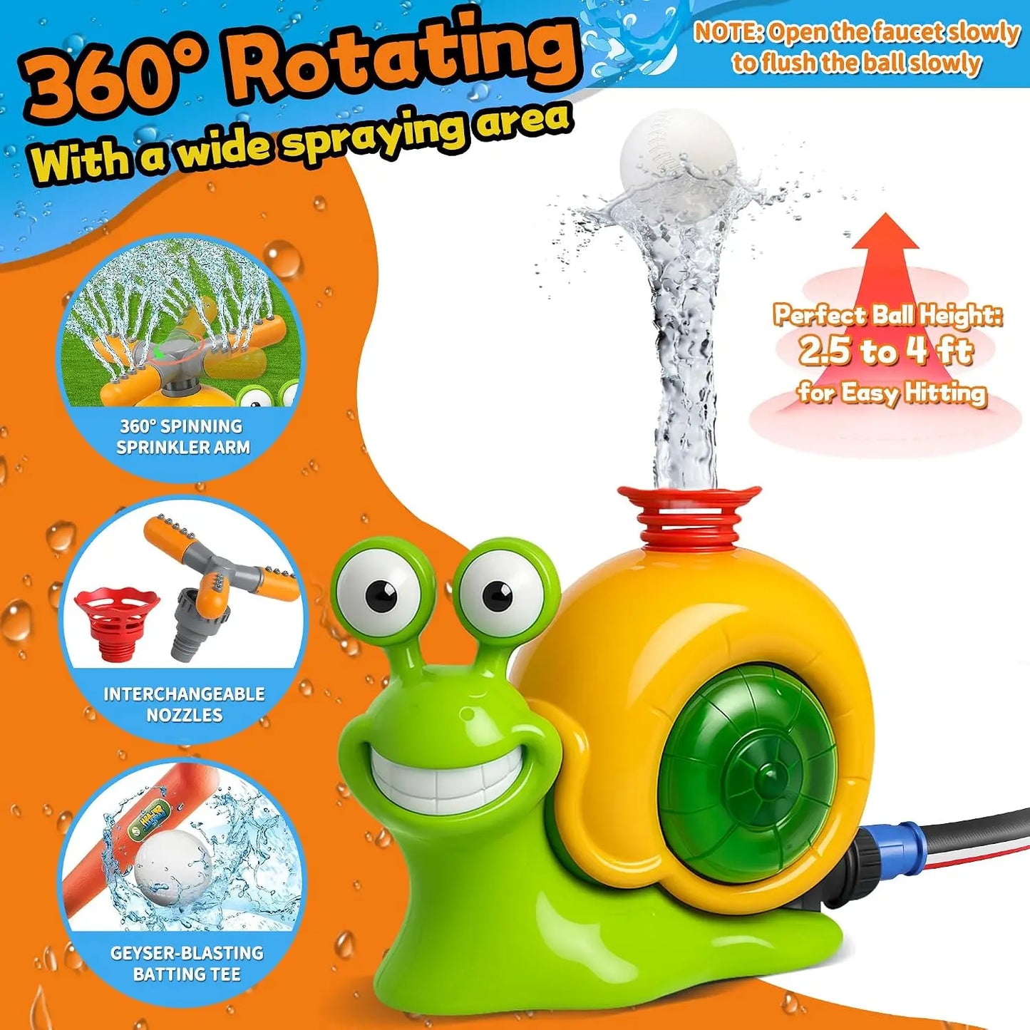 Water Spray Outdoor Toy Snail Sprinkler Backyard Garden Water Toys Summer Yard Cartoon Splash Sprinkler Baby Bath Toy for Kids