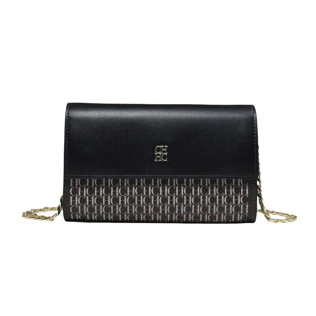 CH Women Crossbody Bag Splicing Letter Print Metal Chain Shoulder Purse PU Leather Flap Small Ladies Evening Clutch Handbag Gift