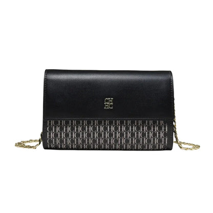 CH Women Crossbody Bag Splicing Letter Print Metal Chain Shoulder Purse PU Leather Flap Small Ladies Evening Clutch Handbag Gift