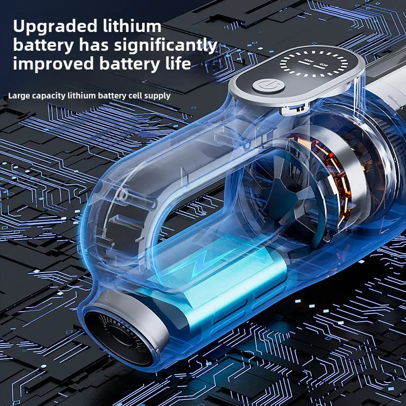 Wireless Portable Brushless Vacuum Cleaner, Multifunctional High Power Mini Handheld Vacuum & Dust Blower 2-in-1 for Household Sofa Keyboard Car Interior Cleaning