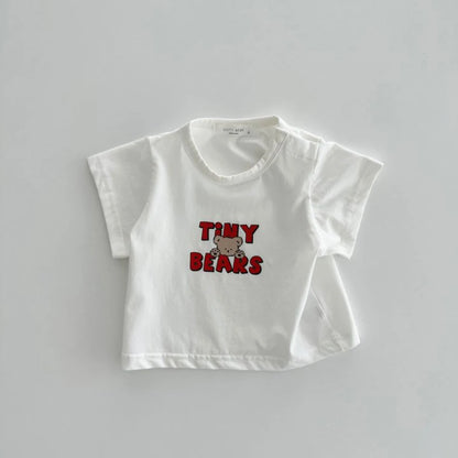 Summer Newborn Infant Baby Girls English Bear Printing Pullover T-Shirt Kids One-Piece Fashion Baby Clothing