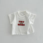 Summer Newborn Infant Baby Girls English Bear Printing Pullover T-Shirt Kids One-Piece Fashion Baby Clothing