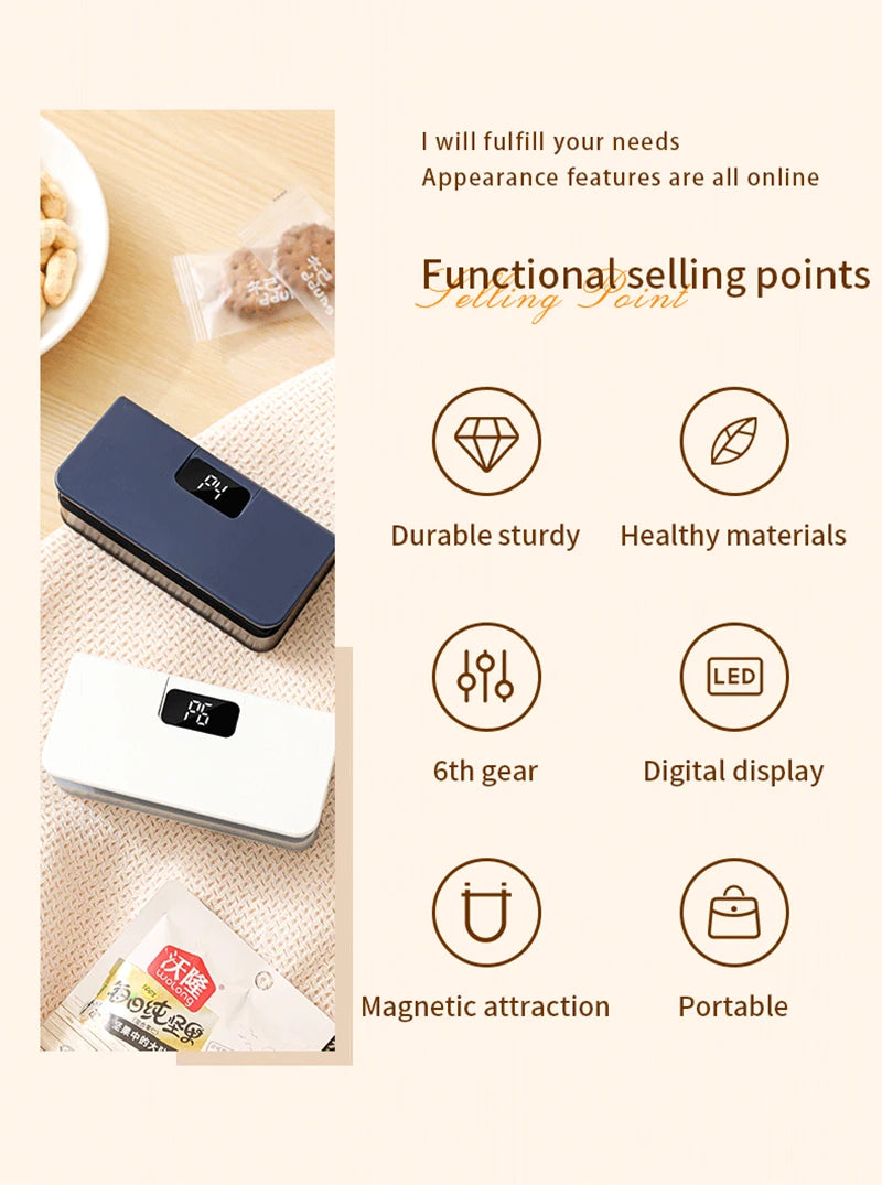 Bag Sealer Mini Plastic Bags Sealer 2in1 Portable Packaging thermal Sealing Machine Rechargeable Food Storage Plastic Bag Sealer