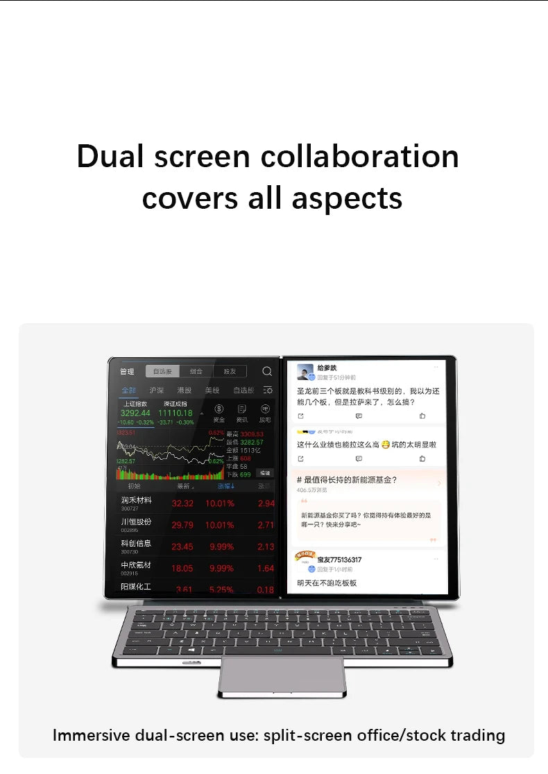 GLF-S2 10.9+10.95 Inch Dual Screen Laptop Intel I3 1215U N100 Touchscreen Notebook WIFI 6 180° Flip Win11 Laptop Tablet Computer