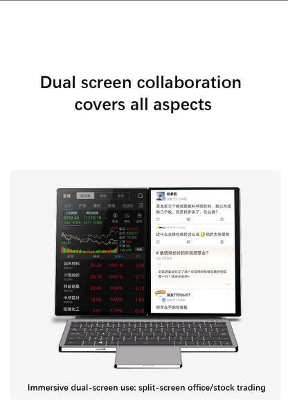 GLF-S2 10.9+10.95 Inch Dual Screen Laptop Intel I3 1215U N100 Touchscreen Notebook WIFI 6 180° Flip Win11 Laptop Tablet Computer
