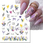 3d Nails Art Decals Spring Fruits Pink Full Tips Peony Magnolia Flowers Adhesive Sliders Stickers Decoration For Nails Manicure