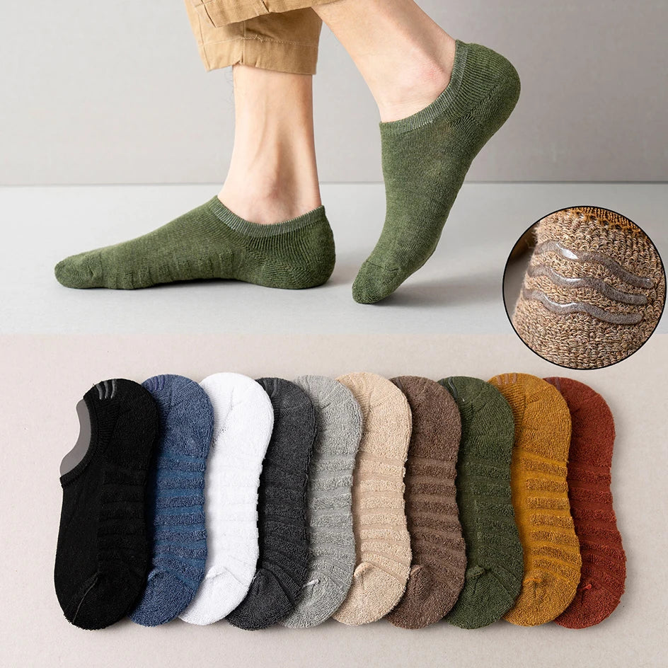 5 Pairs Men's Cotton Short Socks High Quality Crew Ankle Casual Soft Non-Slip Breathable Low-Cut Summer Autumn Socks for Men