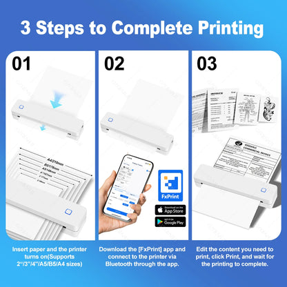 Mini Portable A4 Thermal Printer Bluetooth-compatible Photo PDF Printing Machine Folded Rolls Paper for Office Home Travel