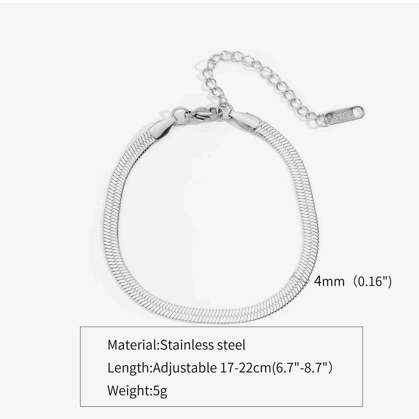 Gold Silver Color Stainless Steel Flat Chain Bracelet For Men Retro Jewelry Trendy Accessories Women Wrap Bangle