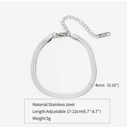 Gold Silver Color Stainless Steel Flat Chain Bracelet For Men Retro Jewelry Trendy Accessories Women Wrap Bangle