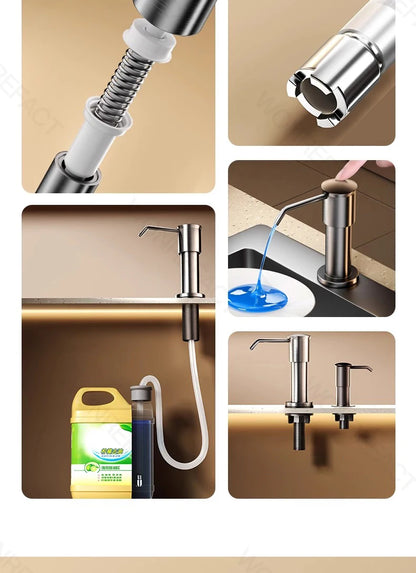 Soap Dispenser for Kitchen Sink Built in Sink Soap Dispenser Brushed Countertop Soap Dispenser Pump Silver Blackgray