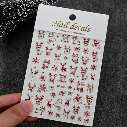 Winter Christmas Atmosphere Nail Stickers Snowman Snowflake Wapiti Self-adhesive High Quality Cute Nail Stickers Nail Art Deco