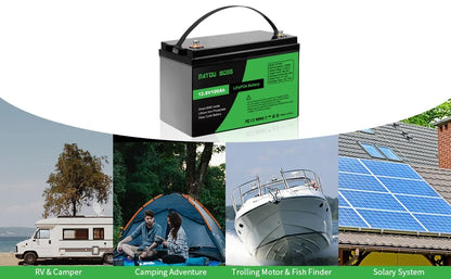 DATOUBOSS 12V100Ah Deep Cycle Lithium Iron Phosphate Battery Built-in Intelligent BMS For RV Golf Cart Boat Solar System NO TAX