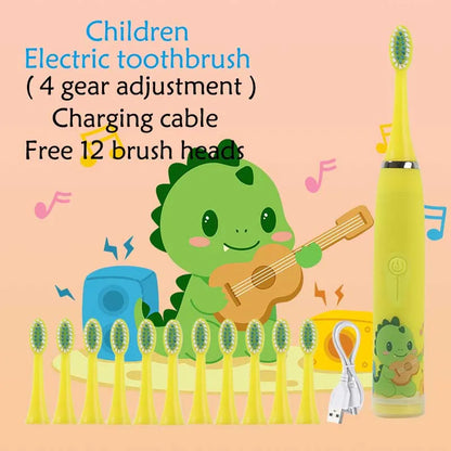 Kids Sonic Electric Toothbrush Rechargeable Smart Timer Colorful Cartoon Teeth Whitening Portable USB Charging  Tooth Brush