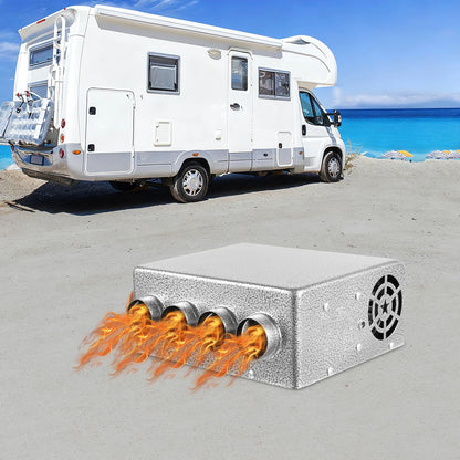 12V 4Way Truck Heater, 8A RV Heater Car Engine Hot Coolant Auto Car Heater, Fast Heating for Cars, Trucks, Ships