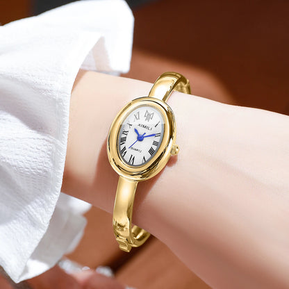 Elegant Oval Roma Dial Women Quartz Watch Fashion Bracelet Strap Ladies Wristwatch Reloj Mujer Girls Clock Gift