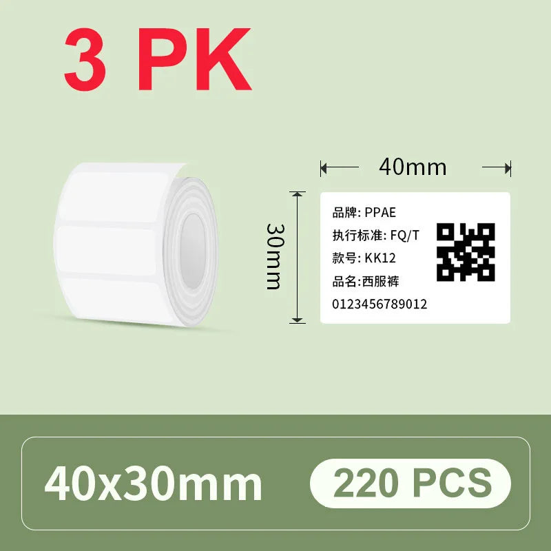 30/40mm Width Thermal Label Paper Roll White Self-adhesive Sticker Waterproof Barcode Food Price DIY Tag For Printer M220 P50
