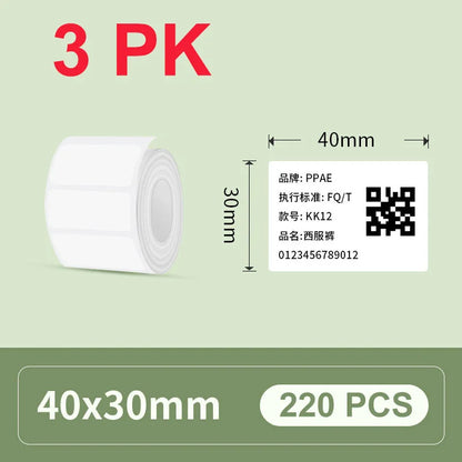 30/40mm Width Thermal Label Paper Roll White Self-adhesive Sticker Waterproof Barcode Food Price DIY Tag For Printer M220 P50