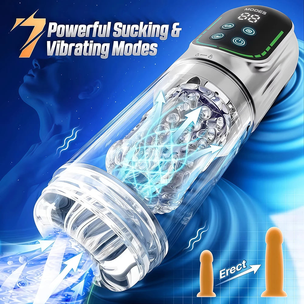 Automatic Male Masturbation Cup Thrusting Rotation Male Masturbator Sucking Licking Vacuum Penis Pump Real Pocket Pussy Sex Toys