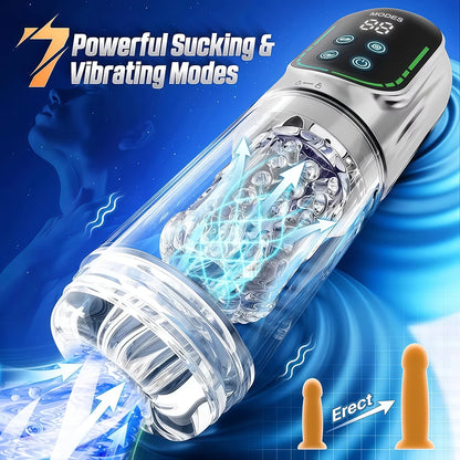 Automatic Male Masturbation Cup Thrusting Rotation Male Masturbator Sucking Licking Vacuum Penis Pump Real Pocket Pussy Sex Toys