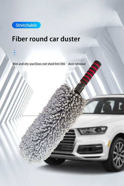 SEAMETAL Retractable Car Duster Stainless Steel Long Handle Dusting Brush Microfiber Dust Remover Car Household Cleaning Tools