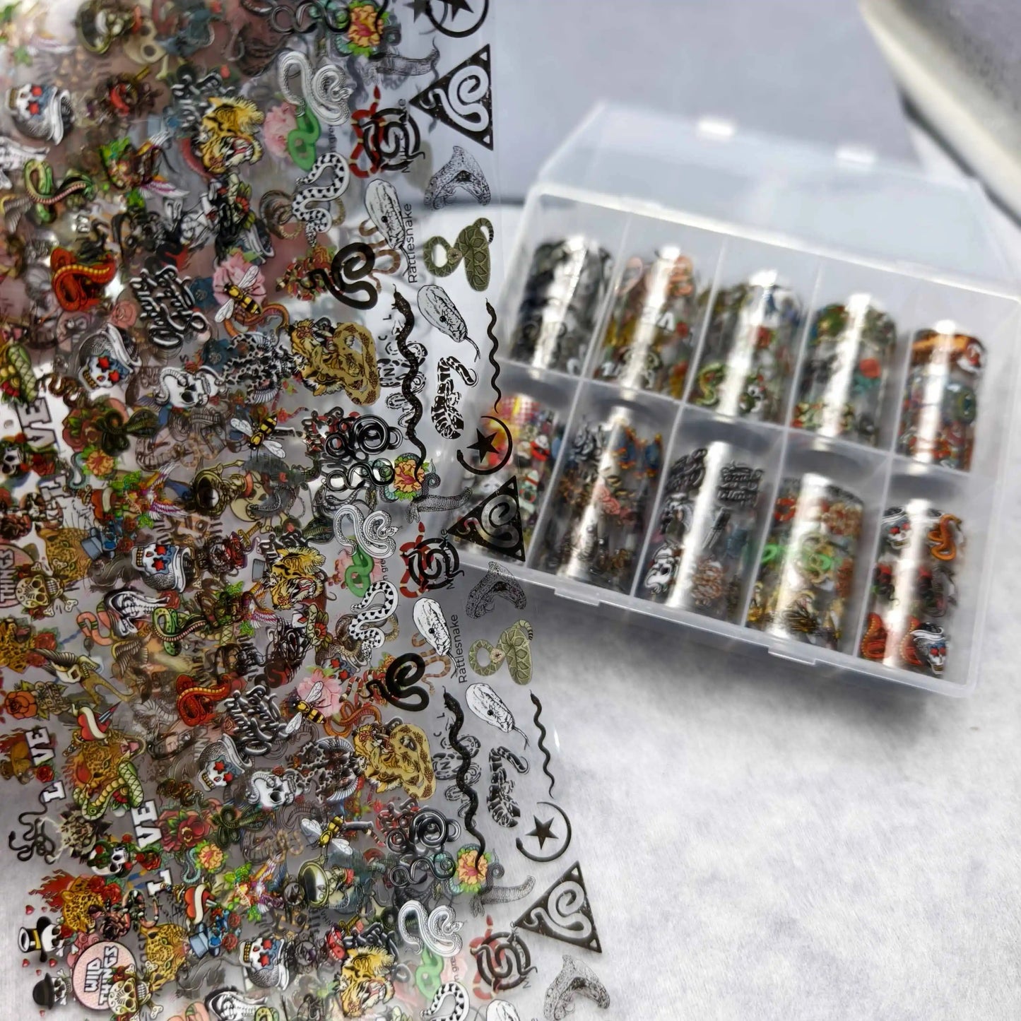 10Rolls Halloween  Flower Plaid Angel Marble  Bow Nail Foils Transfer Paper  Nail Art Stickers   Decal  Nails Decoration