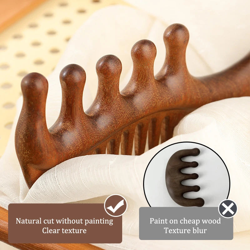 1Pcs Golden Silk Sandalwood Narrow Dual-purpose Comb Care Scalp Comb Gua Sha Meridian Dredging Hairdressing Tool
