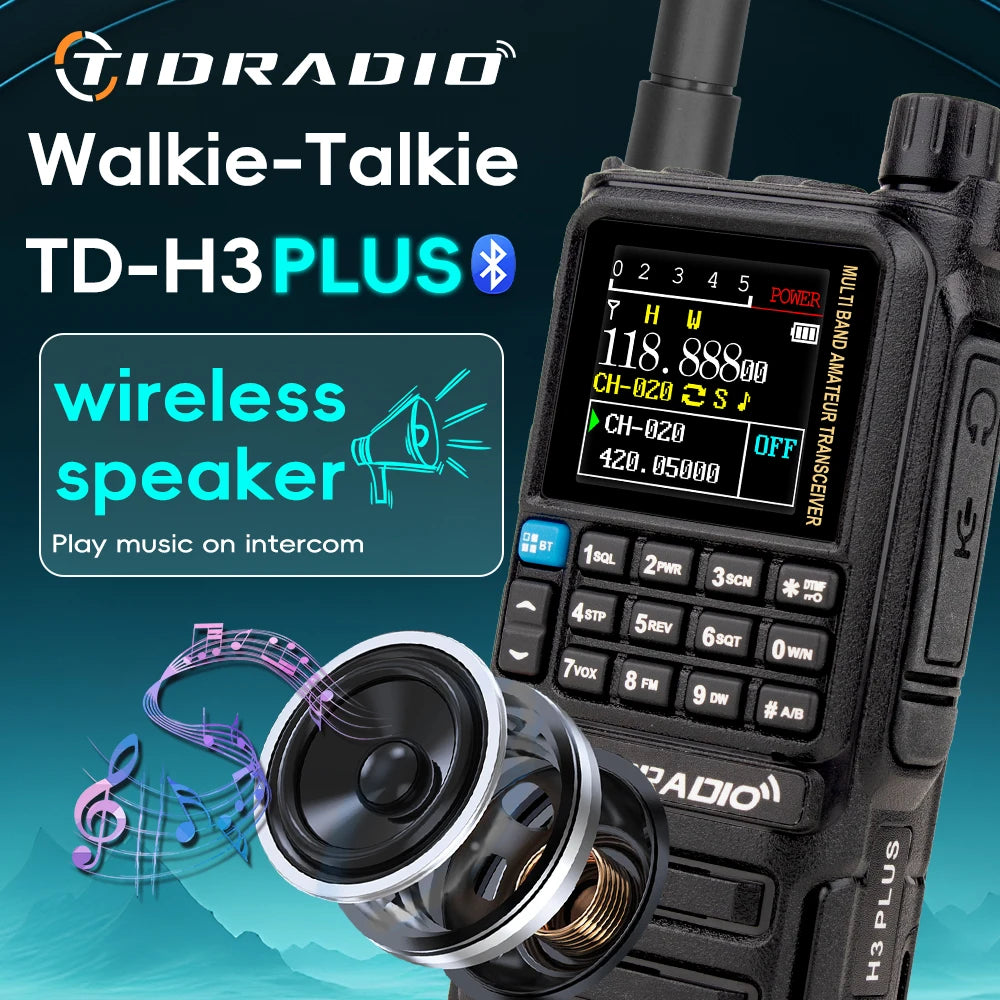 TIDRADIO H3 Plus Long Range Walkie Talkies Wireless Programming Air Band Long Range Tow Way Radio Frequency Copy Station