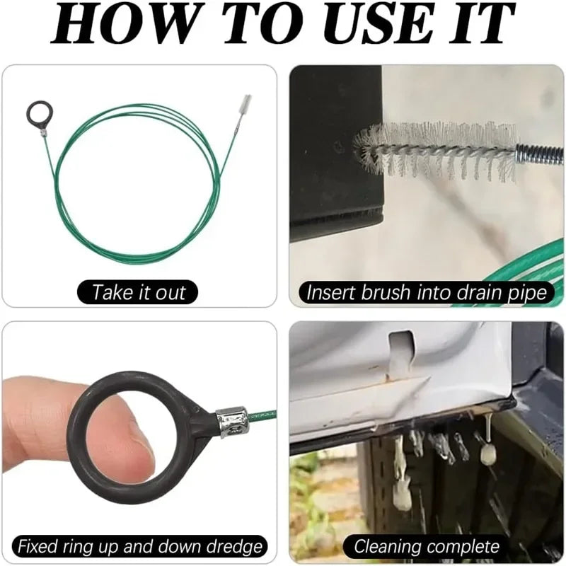 3m/5m Car Drain Dredge Cleaning Scrub Brush Auto Sunroof Long Hoses Detailing Cleaning Tool Spiral Cleaning Brush Drain Cleaner